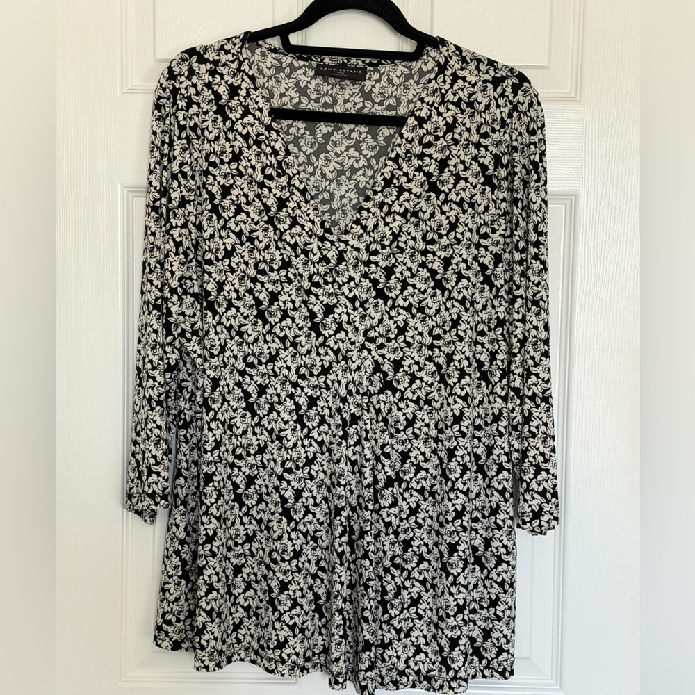 Lane Bryant Monochrome Floral Top